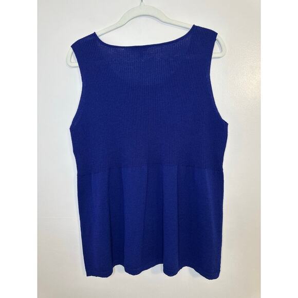 Eileen Fisher Woman Plus Size 100% Wool Knit Cobalt Blue Sustainable Tank Sz 1X - Picture 3 of 6